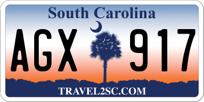 SC license plate AGX917