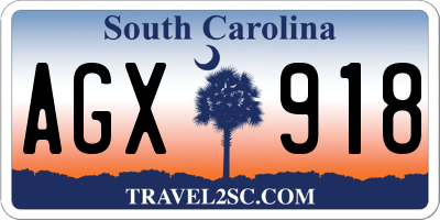 SC license plate AGX918