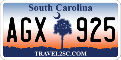 SC license plate AGX925