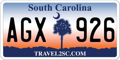 SC license plate AGX926
