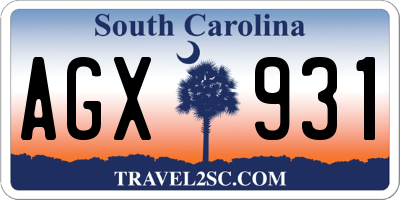 SC license plate AGX931