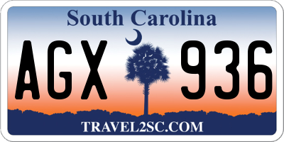 SC license plate AGX936