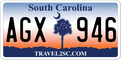 SC license plate AGX946
