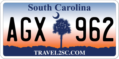 SC license plate AGX962