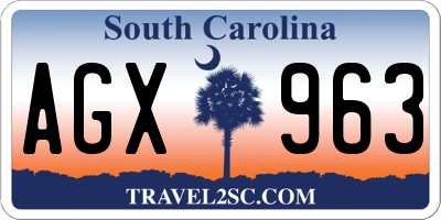 SC license plate AGX963