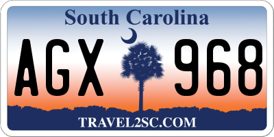 SC license plate AGX968