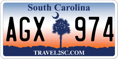 SC license plate AGX974