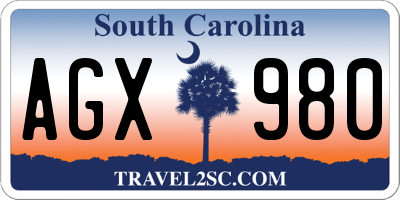 SC license plate AGX980