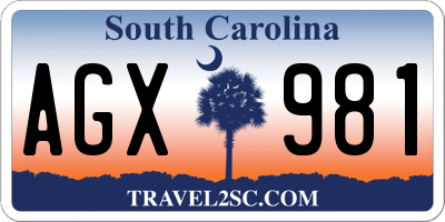 SC license plate AGX981