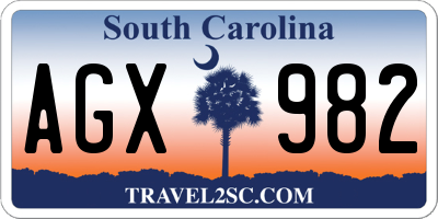 SC license plate AGX982