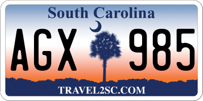 SC license plate AGX985