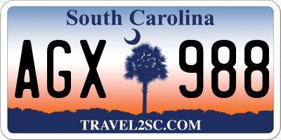 SC license plate AGX988