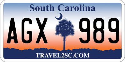 SC license plate AGX989