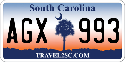 SC license plate AGX993