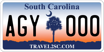SC license plate AGY000
