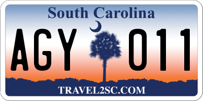 SC license plate AGY011