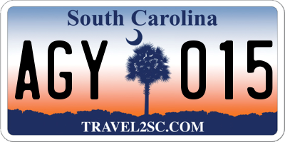 SC license plate AGY015