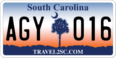 SC license plate AGY016