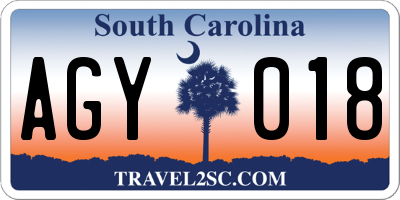 SC license plate AGY018