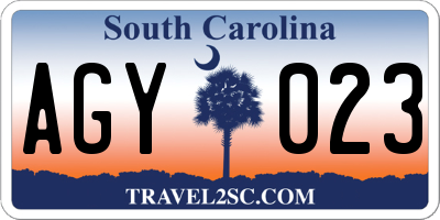 SC license plate AGY023