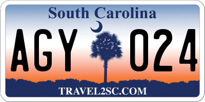 SC license plate AGY024