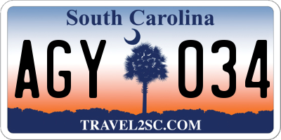 SC license plate AGY034
