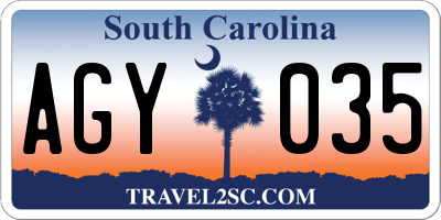 SC license plate AGY035