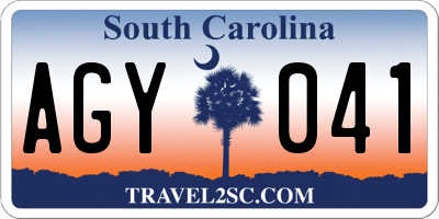 SC license plate AGY041
