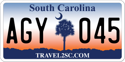 SC license plate AGY045