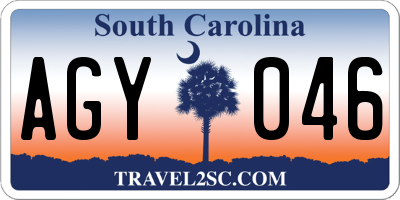 SC license plate AGY046