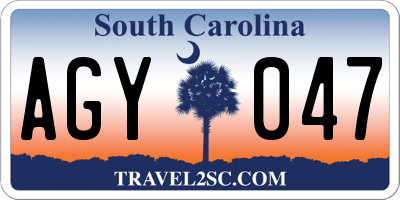 SC license plate AGY047