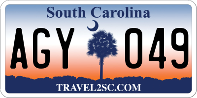 SC license plate AGY049
