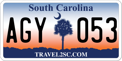SC license plate AGY053