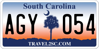 SC license plate AGY054