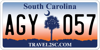 SC license plate AGY057