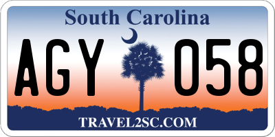 SC license plate AGY058