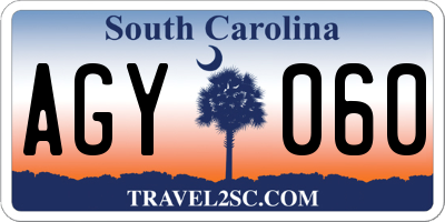 SC license plate AGY060