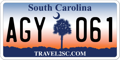 SC license plate AGY061