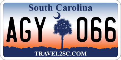 SC license plate AGY066