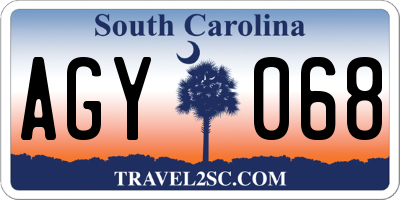 SC license plate AGY068