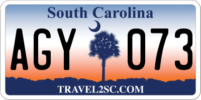 SC license plate AGY073