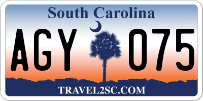 SC license plate AGY075