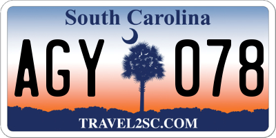 SC license plate AGY078
