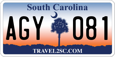 SC license plate AGY081