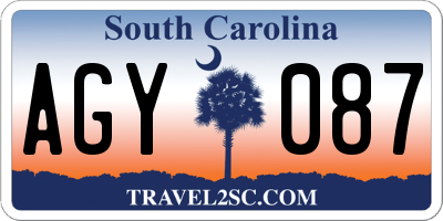 SC license plate AGY087