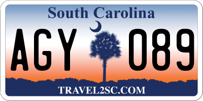 SC license plate AGY089
