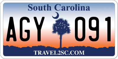SC license plate AGY091