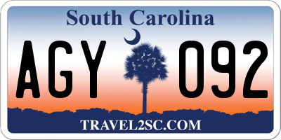 SC license plate AGY092