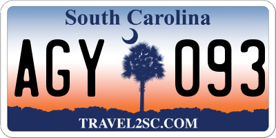 SC license plate AGY093