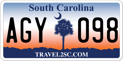 SC license plate AGY098
